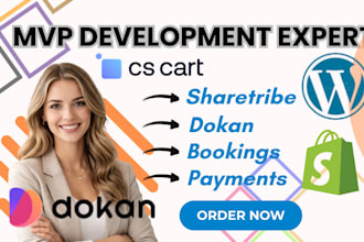 develop shopify, wordpress multi vendor, cs cart marketplace, mvp development