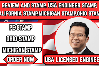 review and stamp, USA engineer stamp, california stamp,michigan stamp,ohio stamp