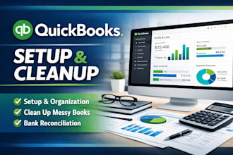 set up, clean up, and organize your quickbooks online bookkeeping