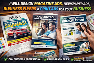 design magazine ads, newspaper ads, business flyers and print ads for business