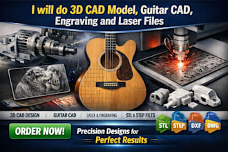 do 3d cad model guitar cad engraving , laser and cnc  files
