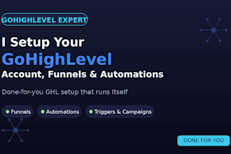 setup your gohighlevel account, funnels and automations