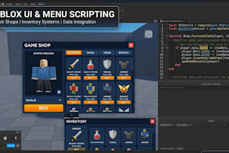 script professional roblox UI, inventory, shop, hud, and menu systems in luau