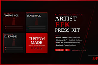create a professional clickable epk, press kit, and artist bio for independent