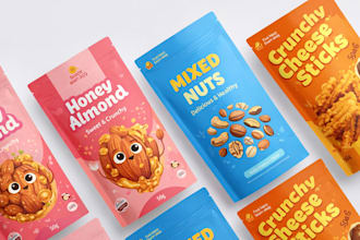 design food packaging rendering and label design, 3d mockup for product branding