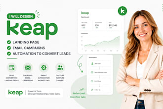 design keap landing page, email campaigns keap automation to convert leads