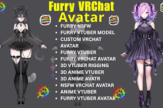 create furry vtuber avatar, nsfw vrchat model, 3d anime rigging, vseeface setup