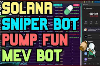 build solana volume bot, mev, sniper, arbitrage, pump fun on sol, eth