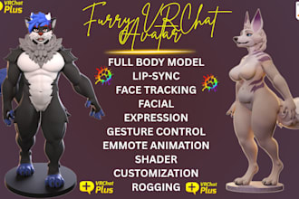 create anime vrchat avatar, furry vtuber model, vseeface avatar, vrm rigging