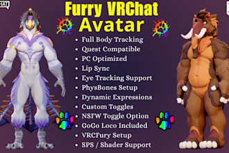 rig furry vrchat avatar, anime vtuber model, nsfw vseeface, animaze vrm 3d vriod