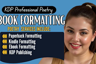 do KDP poetry formatting, print or kindle poetry book formatting for amazon kdp