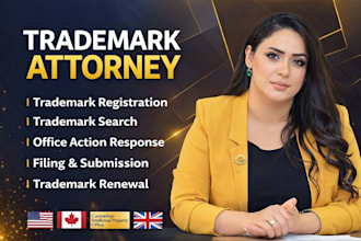 be your licensed trademark attorney for USA, canada, and UK trademark filing