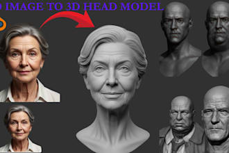 convert your 2d photo into a 3d printable 3d head bust stl for 3d printing