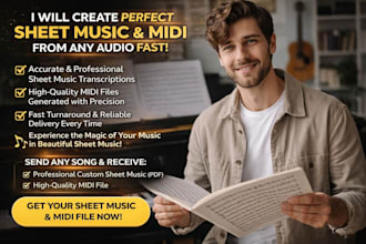create accurate sheet music and midi from any audio fast