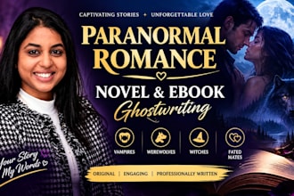 ghostwrite a paranormal romance novel or fiction ebook