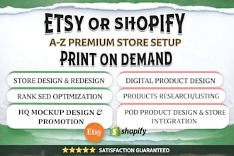 build shopify website print on demand, etsy print on demand, printify printful