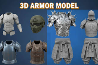 design realistic 3d armor cosplay stl for 3d printing