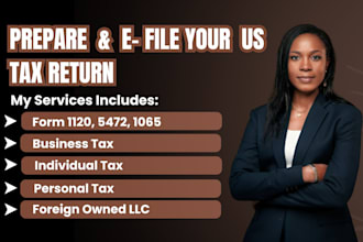 prepare and efile US tax return form 1120, 1040, 5472, c corp, llc registration