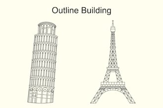 create clean building and landmark outline in svg vector