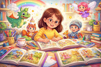 crear, editar y diseñar ilustraciones de libros infantiles, libros de cuentos