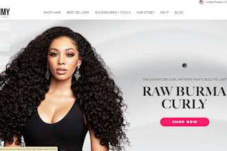 design hair extension website, wig store, hair shopify store and beauty salon