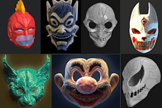 sculpt 3d mask 3d cosplay mask 3d helmet eva foam, 3d print and paint mask