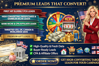 deliver verified US audience data for sweeps takes and p c h lead generation