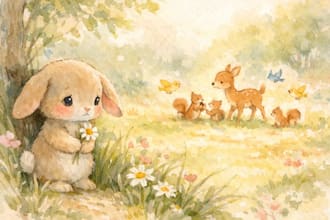 do watercolor children story book illustration, 3d picture book cover design