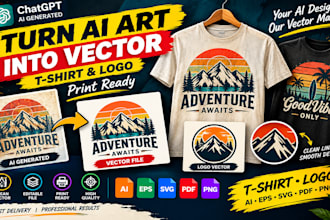 vectorize ai generated t shirt and logo designs for print