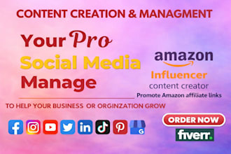 provide social media strategy create content for amazon affiliate influence