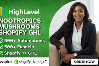 gohighlevel shopify for nootropics mushroom product store funnels automation crm