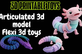 create articulated 3d printable toy models stl flexi dragon animal figure split