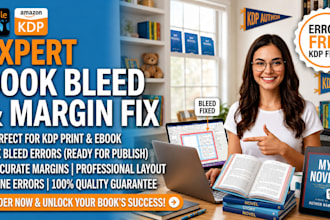 do KDP book formatting, interior layout design, and fix margin upload errors