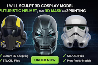 sculpt 3d cosplay model 3d futuristic helmet 3d mask design for 3d printing