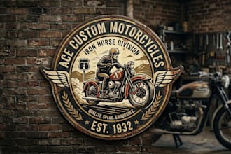 create motorcycle garage logo illustration design