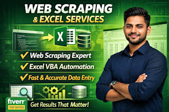 do web scraping, data extraction, excel vba automation, date clean, data entry
