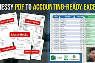 convert bank statement to excel and PDF invoice to excel for accounting