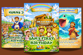 create bible themed kids birthday party invitation