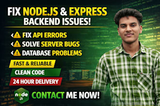 fix node js, express js bugs and backend issues fastly