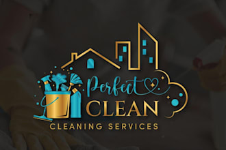 design clean house, janitorial and commercial cleaning logo