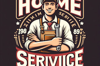 design high quality home service mascot logo with t shirt design