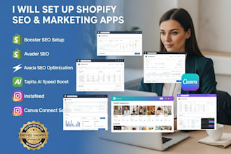setup shopify booster seo, instafeed, tapita ai, avada ai and canva connect