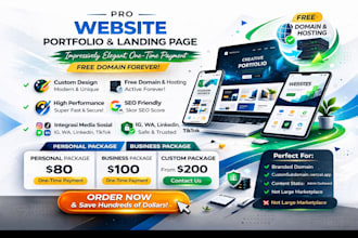 pro web designer elegant portfolio landing page free domain