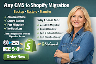 any cms to shopify website backup wordpress restore site migration siteground