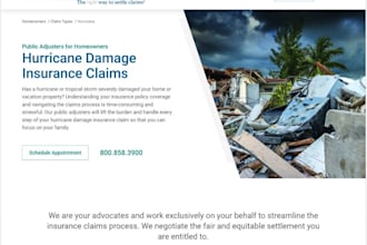 build wix public adjuster website insurance claim  hurricane website