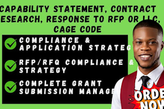 do capability statement, contract research, response to rfp or llc, cage code