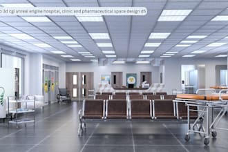 do 3d cgi unreal engine hospital, clinic and pharmaceutical space design d5