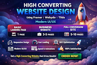 design  high converting website using framer webydo tilda with modern UI UX