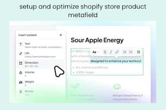 setup, optimize shopify store product metafield, product filters, product data