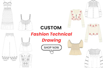 design detailed flat sketches for production